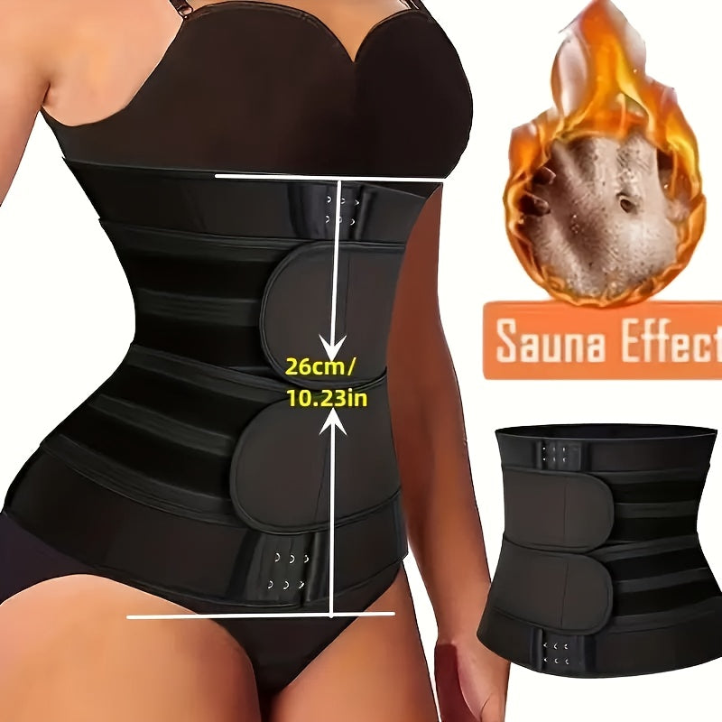 One Adjustable Size Waist Cincher Belt Black Buckle Double Waistband Shapewear